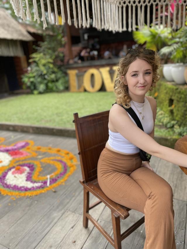 Natalie sitting down